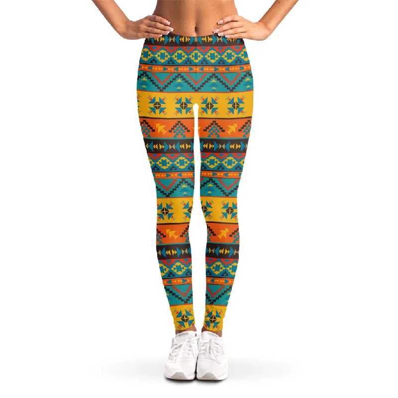 Native Indian Inspired Pattern Print Women's Leggings Stylish Athletic Wear Leggings Native Indian Inspired Pattern Print Women's Leggings Stylish Athletic Wear Leggings
