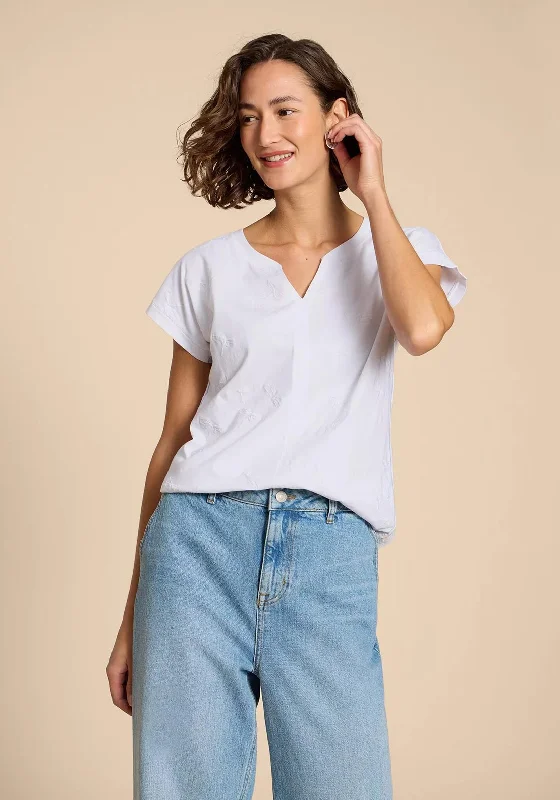 White Stuff Nelly Embroidered T-Shirt, Brilliant White Houndstooth Herringbone Solid White Stuff Nelly Embroidered T-Shirt, Brilliant White Houndstooth Herringbone Solid