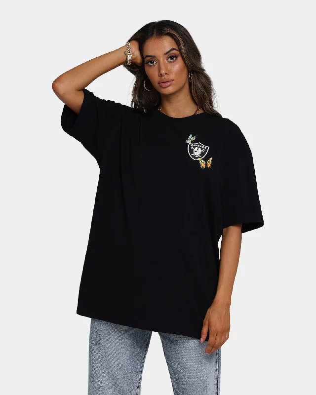 New Era Las Vegas Raiders Butterfly Oversized T-Shirt Black Beaded Sequined Faux Fur New Era Las Vegas Raiders Butterfly Oversized T-Shirt Black Beaded Sequined Faux Fur