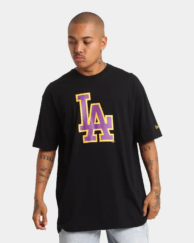 New Era Los Angeles Dodgers Oversized Crossover T-Shirt Black Cashmere Blend Cotton Blend Poly Blend New Era Los Angeles Dodgers Oversized Crossover T-Shirt Black Cashmere Blend Cotton Blend Poly Blend