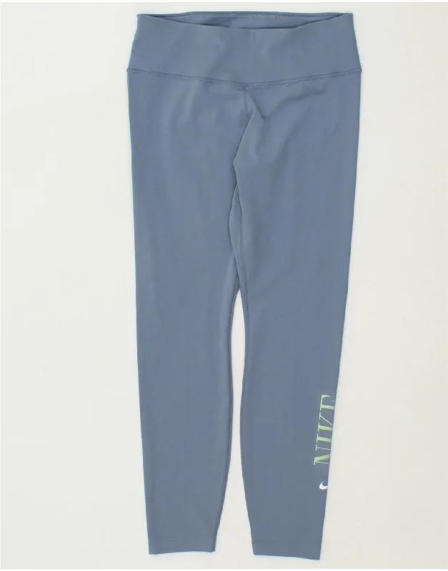 NIKE Womens Dri Fit Graphic Leggings UK 12 Medium Blue Polyamide Trendy Adjustable Waist Leggings NIKE Womens Dri Fit Graphic Leggings UK 12 Medium Blue Polyamide Trendy Adjustable Waist Leggings