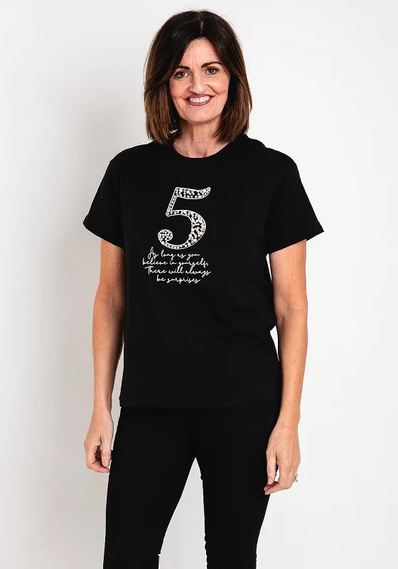 Serafina Collection No. 5 Embellished T-Shirt, Black Spandex Blend Rayon Blend Denim Blend Serafina Collection No. 5 Embellished T-Shirt, Black Spandex Blend Rayon Blend Denim Blend