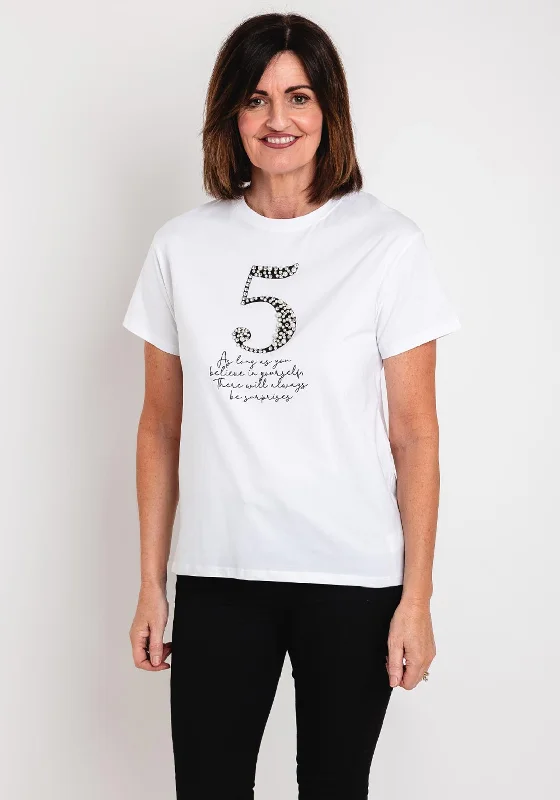 Serafina Collection No. 5 Embellished T-Shirt, White Chenille Blend Fleece Blend Nylon Blend Serafina Collection No. 5 Embellished T-Shirt, White Chenille Blend Fleece Blend Nylon Blend